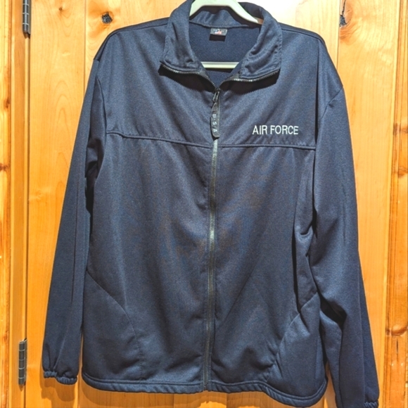 Air Force Men's Fleece Track Jacket Full Zip Dark Blue Made In USA Sz XL - Picture 2 of 7